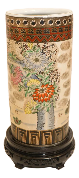 Large Japanese Satsuma Ceramic Floor Vase Umbrella Stand