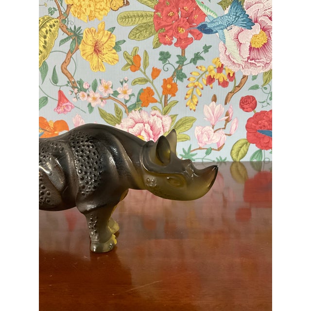 Lalique Mid 20th Century Lalique Rhino For Sale - Image 4 of 5