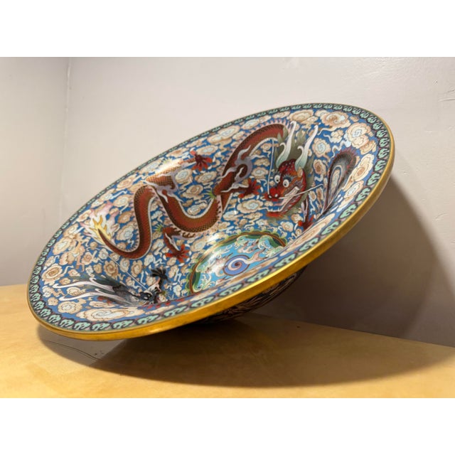 Chinese Imperial Chinese Five Clawed Dragon Motif Cloisonné Bowl For Sale - Image 3 of 12