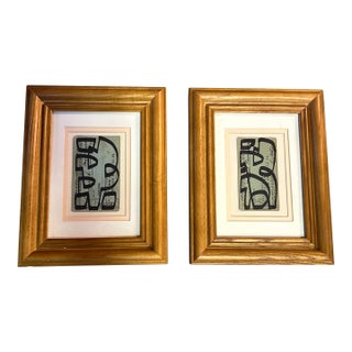 Two Contemporary Original Wayne Cunningham Abstract Marker Drawings - Set of Two For Sale