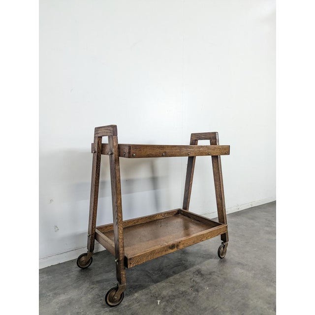 Modernist Rolling Serving Cart in Oak, in Very Good conditions.