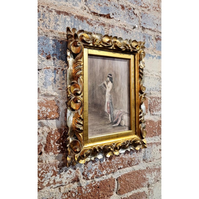 Gray Warren Eliphalet Rollins -Hopi Indian Playing the Flute-Oil Painting-C1910s For Sale - Image 8 of 9