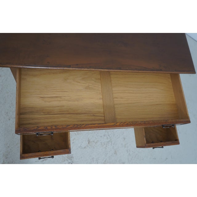 1960s English Yew Wood Custom Made 3 Drawer Dressing Table For Sale - Image 5 of 17