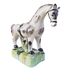Antique 19th Century English Staffordshire Figure of a Horse With Saddle