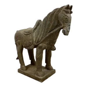 Early 20th Century Chinese Vintage Carved Stone Horse Statue/Sculpture