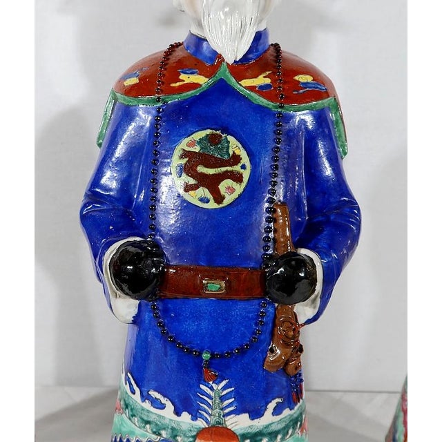 Mandarin Dignitary Statues in Earthenware, China, 1980s, Set of 3 For Sale - Image 13 of 18