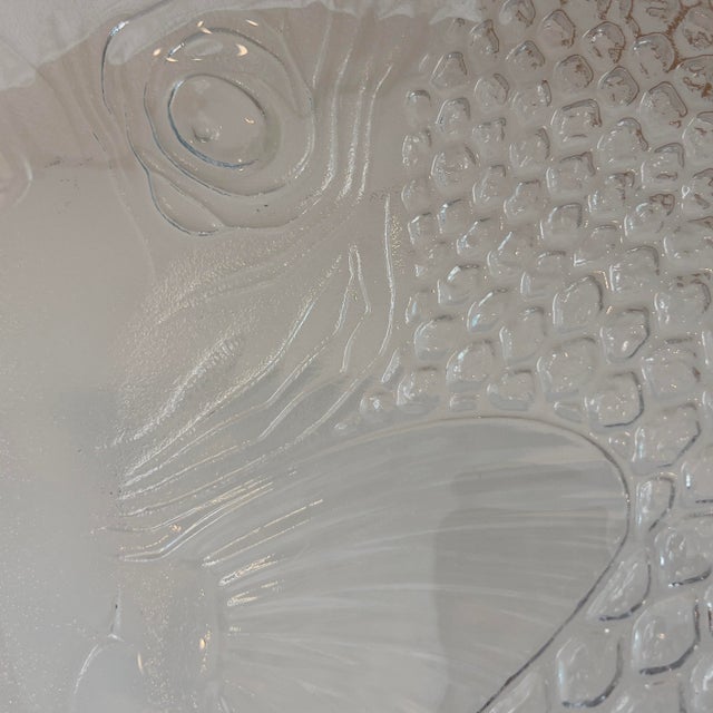 Vintage 1970s Arcoroc Clear Glass “Poisson” Textured Fish Platter Made in France For Sale - Image 4 of 14