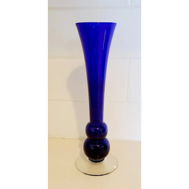 Mid-Century Modern Vintage Late 20th Century Blue Bud Vase For Sale - Image 3 of 3