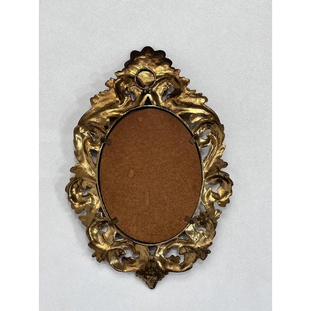 Antique Round Gilded Bronze Mirror For Sale - Image 4 of 8