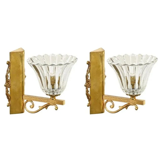 Murano Glass and Brass Flower Sconces from Barovier, 1950s, Set of 2 For Sale - Image 15 of 15