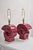 Vintage Postmodern Cranberry Red Sculptural Snail Scroll Ceramic Table Lamps on Lucite Bases - a Pair. Circa Late 20th...