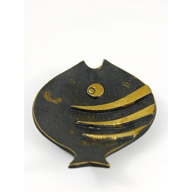 Mid-Century Brass Fish Ashtray attributed to Walter Bosse for Hertha Baller, Austria, 1950s For Sale - Image 3 of 11