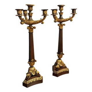 French Empire Gilt Bronze Candelabras, Set of 2 For Sale