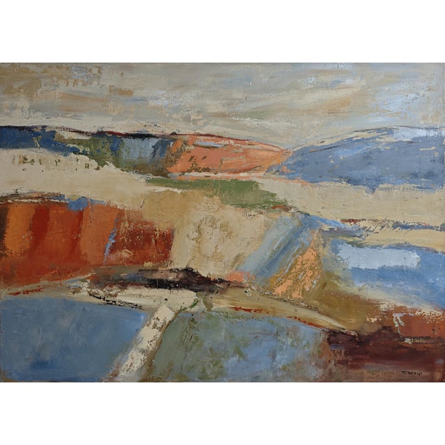 Au-delà des terres is an original oil painting by French contemporary artist Sophie Dumont, whose work explores the...