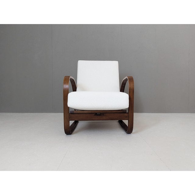 1930s Adjustable H 70 Armchair in Bouclé by Jindrich Halabala for Up Závody, 1930s For Sale - Image 5 of 18