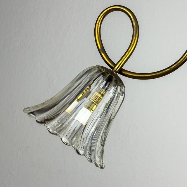 Vintage Murano Glass and Brass Chandelier, Italy, 1950s For Sale - Image 6 of 18