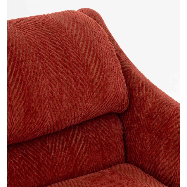 Set of Four Modernist Red Velvet Upholstered Lounge Chairs For Sale - Image 10 of 11