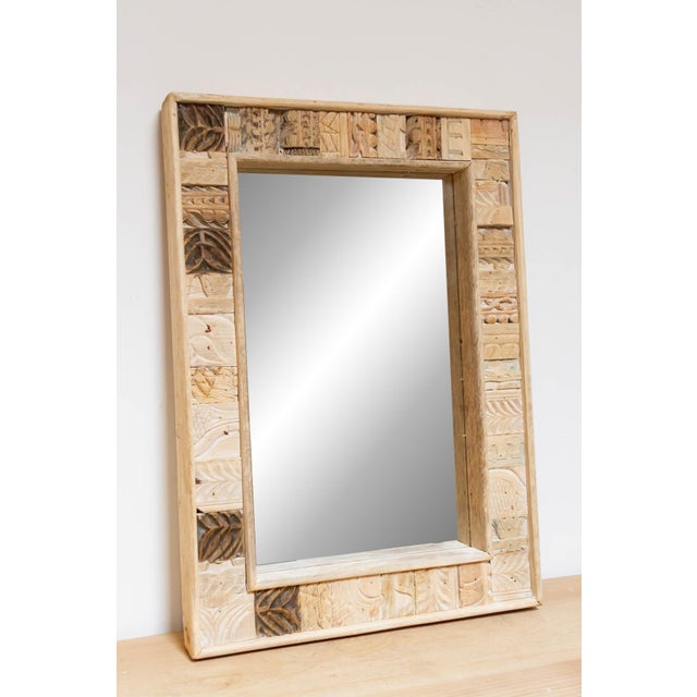 1960s Vintage Tribal Carved Wall Mirror For Sale - Image 5 of 10