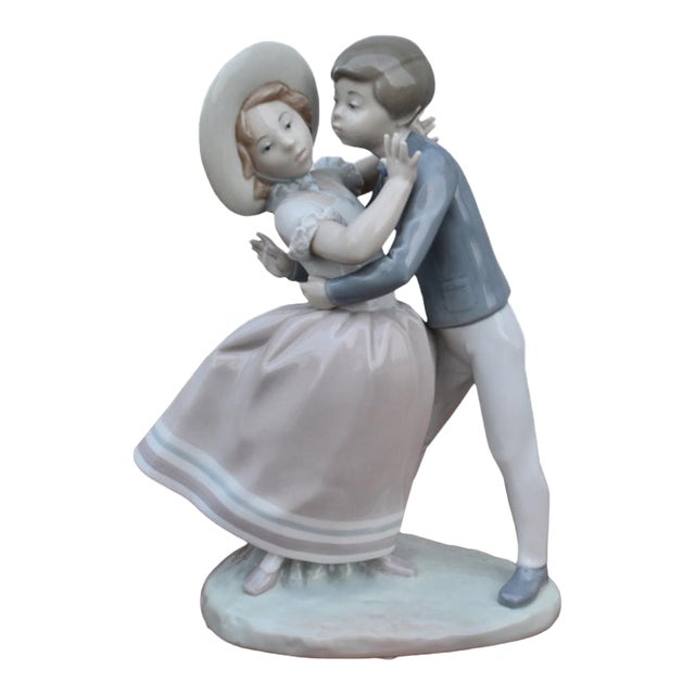 Llardo Porcelain Figurine Waltz Time Precious Love Boy Kissing Girl Retired For Sale