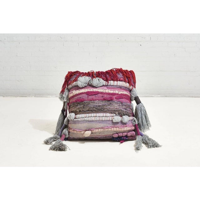 Mid-Century Modern Monumental Romeo Reyna Textile Art Tapestry Pillow, 1960 For Sale - Image 3 of 8