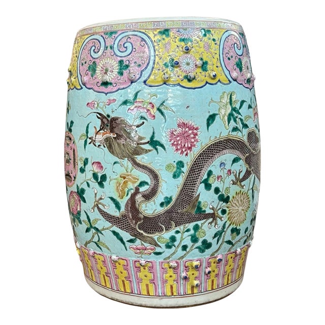 19th Century Porcelain Qing Dynasty Famille Rose Garden Stool For Sale
