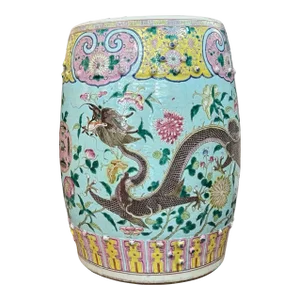 19th Century Porcelain Qing Dynasty Famille Rose Garden Stool