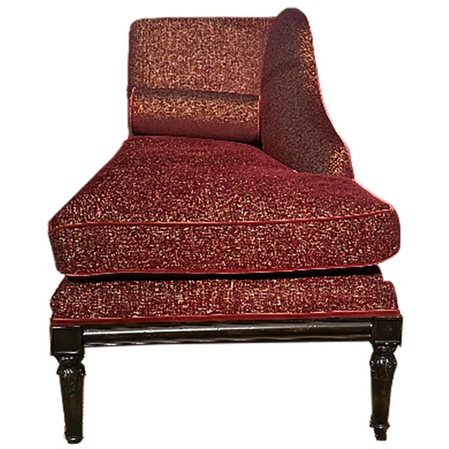 Traditional Antique Chaise Longue With Garment-Colored Fabric Upholstery For Sale - Image 3 of 10