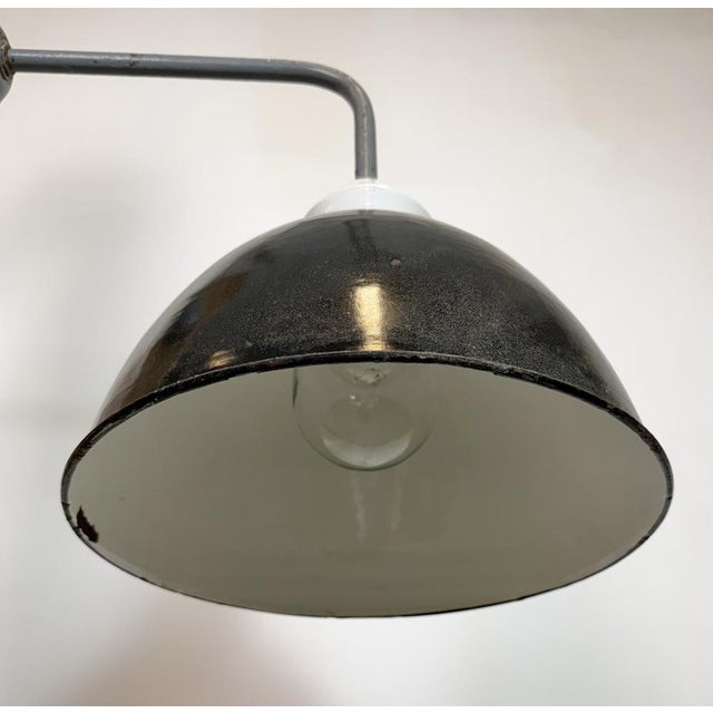 Black Industrial Factory Wall Lamp with Black Enamel Shade, 1960s For Sale - Image 8 of 16
