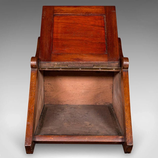 Late 19th Century Antique Coal Purdonium, English, Walnut, Brass, Fireside Fuel Keep, Victorian For Sale - Image 5 of 12
