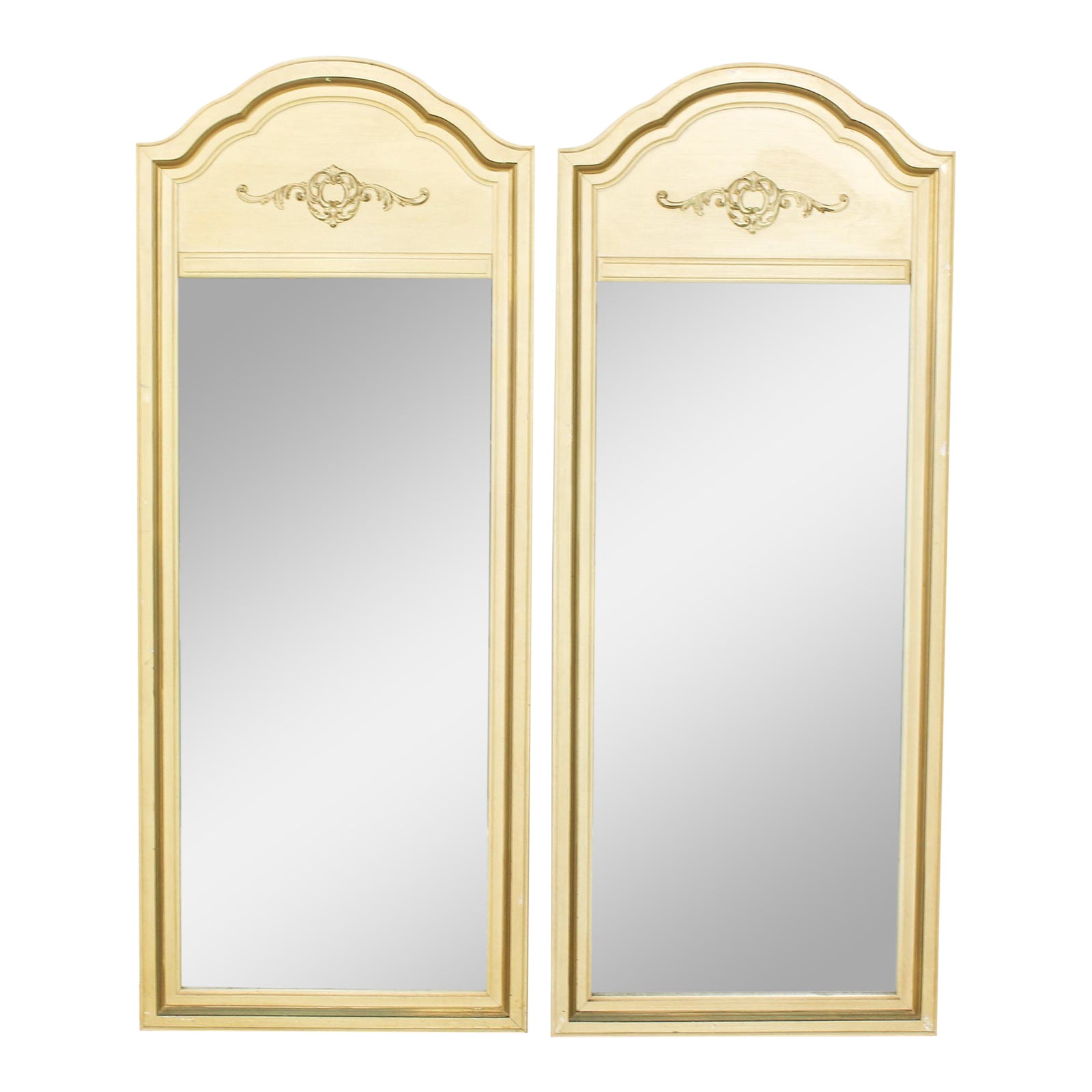 Mid Century Arch Shaped Mirrors Pair Of Cream Mirrors Vintage Mirrors Chairish