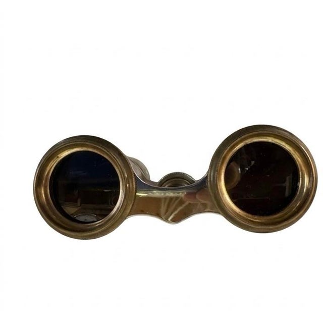 Victorian Exquisite Antique French Mother of Pearl & Brass Opera Glasses by C. Chevalier, Paris For Sale - Image 3 of 4