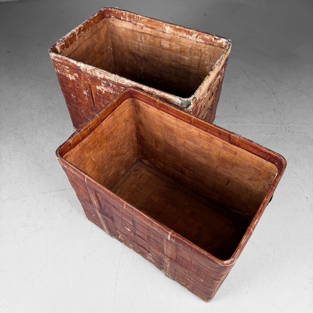 Vintage Japanese Bamboo Baskets, 1930s, Set of 2 For Sale - Image 12 of 18