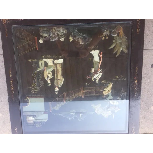 1920s Square Chinese Carved Scene Coffee Table For Sale - Image 4 of 6