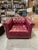 Pair of Custom Burgundy Leather Tufted Chesterfield Club Chairs For Sale - Image 4 of 12