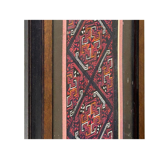 Vintage Chinese Red Orange Embroidery Fabric Piece Framed Wall Art For Sale In San Francisco - Image 6 of 8