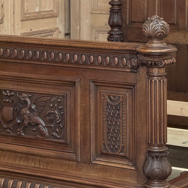 19th Century French Walnut Renaissance Revival Queen Bed For Sale - Image 14 of 18