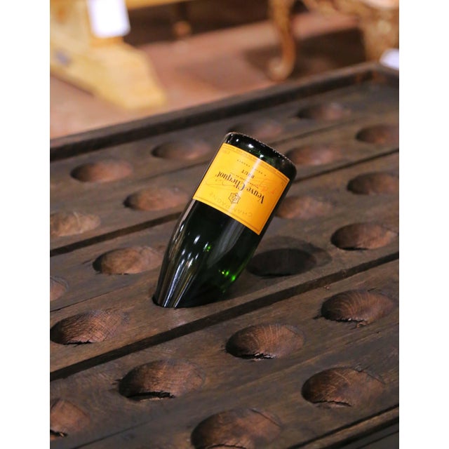 Mid-Century French Iron and Oak Riddling Board Table With Glass Top For Sale - Image 13 of 15
