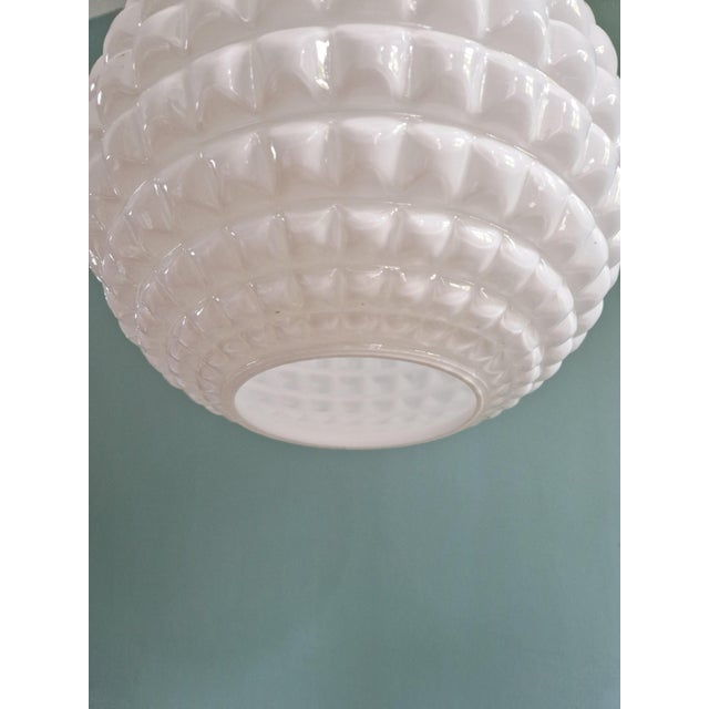 Space Age White Opaline Glass Spherical Pendant Light, 1960s For Sale - Image 10 of 13