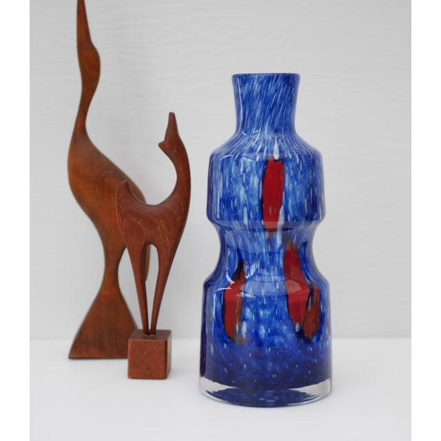 Blue Blue Glass Art Vase from Prachen Glass Works For Sale - Image 8 of 10