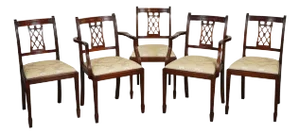 Hepplewhite Dining Chairs in Cream Upholstered Seats from Bevan Funnell, Set of 5