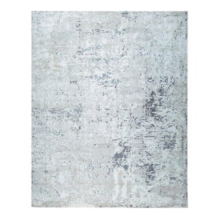 8x10 Gray Machine Made Wool Distressed Texture Abstract Modern Carpet Rug For Sale