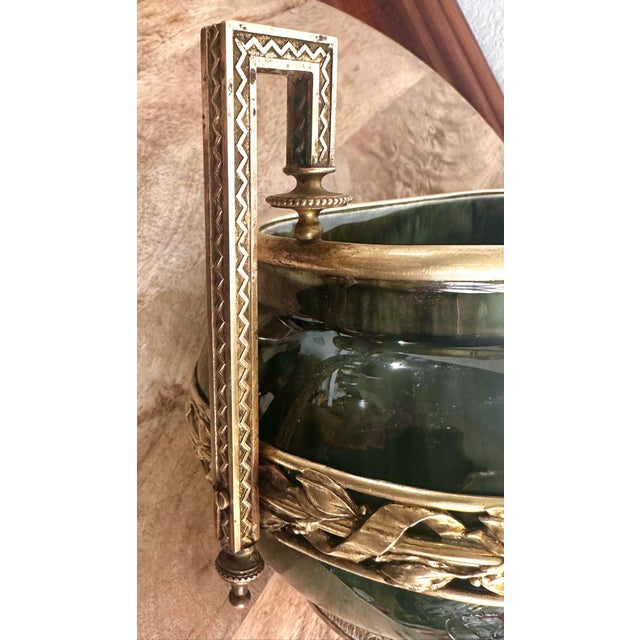 1910s Paul Milet Sèvres Green Flambé Jardiniere With Neoclassical Ormolu Mounts For Sale In Las Vegas - Image 6 of 12