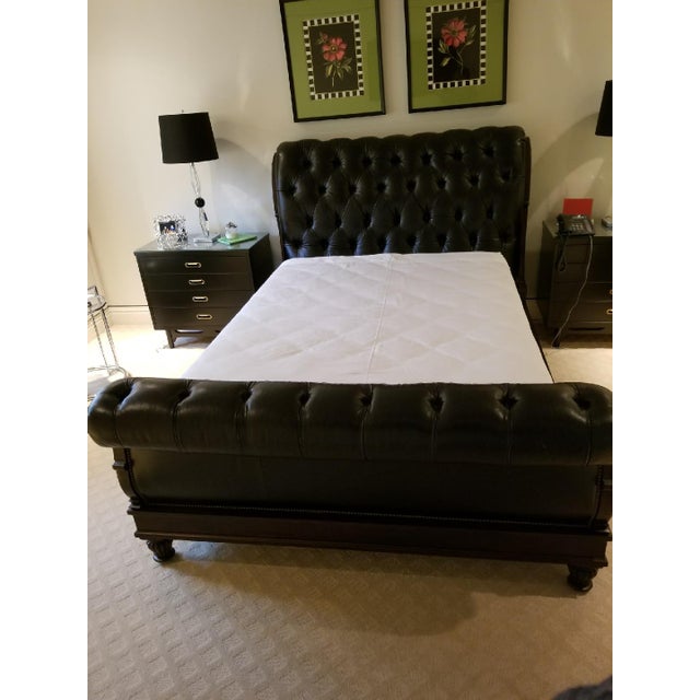 Ralph Lauren Queen Leather Sleigh Bed Chairish
