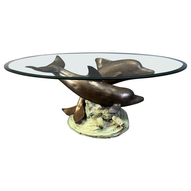 Bronze Dolphin Coffee Table by C. Caudion, 1960s For Sale - Image 17 of 17