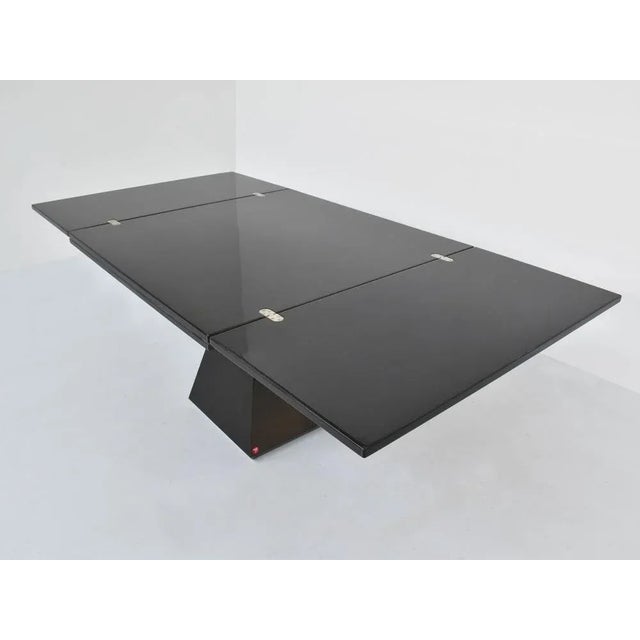 Extendable Glossy Transparent Black Lacquered Chelsea Dining Table by Vittorio Introini for Saporiti, 1968 For Sale - Image 6 of 9