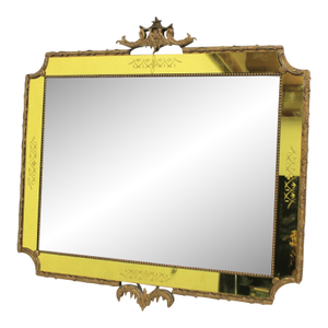 Italian Giltwood Wall Mirror With Canary‑Yellow Border, Rococo Style