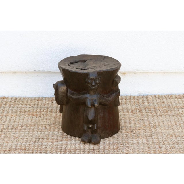 19th Century Ebonized Brown Pedestal Shango Stool For Sale - Image 5 of 9
