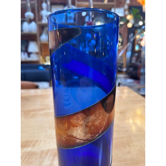 Vintage Italian Decorative Blue Vase 1980s For Sale In Los Angeles - Image 6 of 7