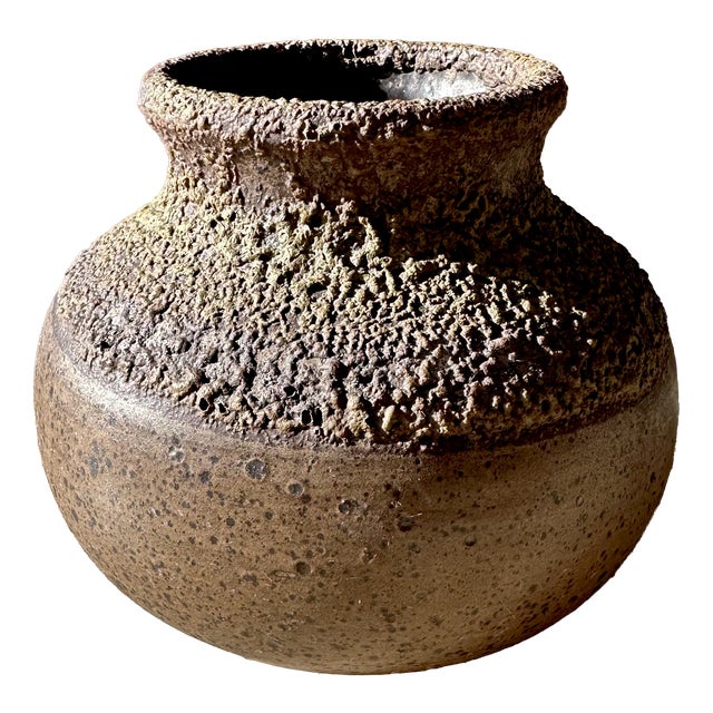 Brutalist Studio Ceramic Art Vase with Textured Rough Glaze, Germany, 1960s For Sale