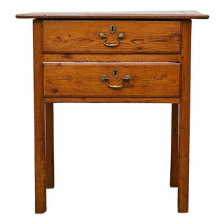 19th Century English Pine Side Table with Two Drawers and Patina For Sale